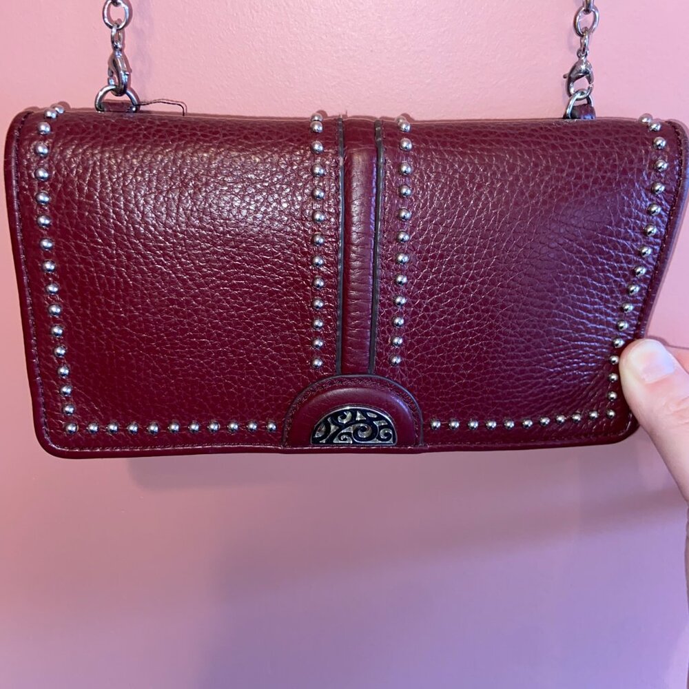 Brighton Crossbody Organizer Bag in Burgundy/Silver